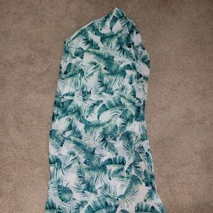 Aura One Shoulder Green Leaf Print Maxi Dress
